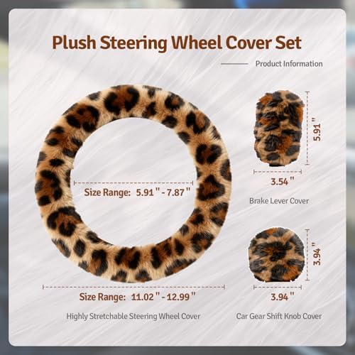 Fluffy Steering Wheel Cover 3PCS Set – Plush Fuzzy Fur Steering Wheel Cover - Image 7