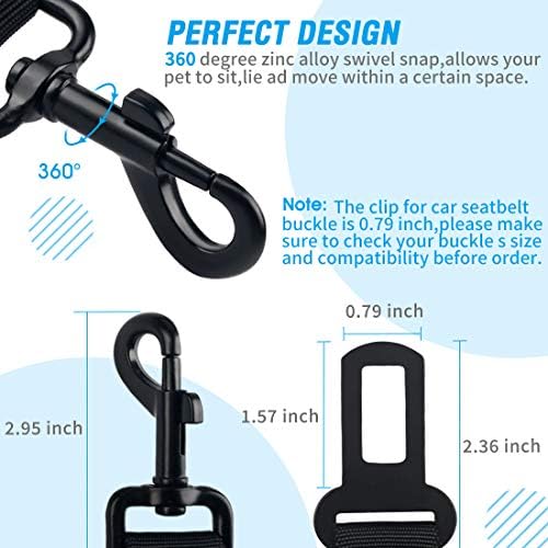 COOYOO Dog Seat Belt, 3 Piece Set Retractable Dog Car Harness Adjustable - Image 5