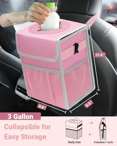 Capolo Car Trash Can with Lid, Leakproof Car Garbage Can Car Trash Bag - Image 2