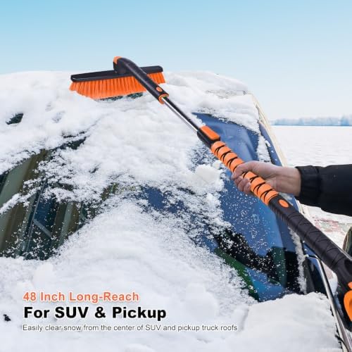 SEAAES 48 Inch Extendable Snow Brush, SUV Windshield Ice Scraper - Image 2