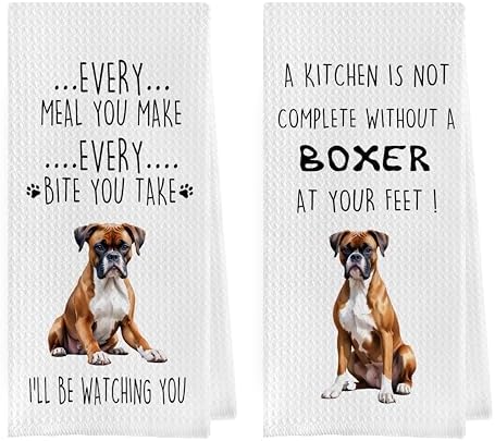Gqtt Boxer Dog Dish Towels Set by Geqtt