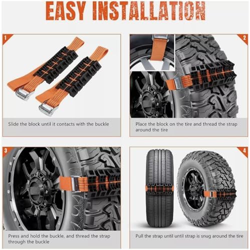 2 Pcs Snow Tire Strap, Tire Traction Straps Strong Grip Get Unstuck From Snow - Image 6