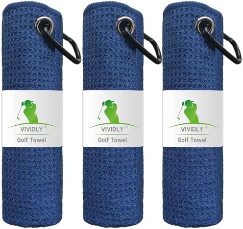 3 Pack 16"x16" Waffle Microfiber Golf Towels by VIVIDLY
