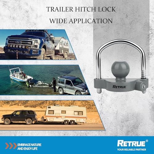 RETRUE Universal Trailer Coupler Lock, Adjustable Hitch Ball Lock - Image 7