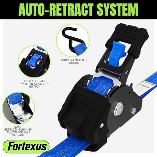 Retractable Ratchet Straps, 1 Inch x 12 Feet, 760lb Break Strength, Self - Image 3