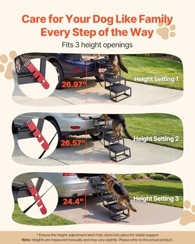 VEVOR Dog Stairs for Car, 4 Steps Extra Wide Foldable Dog Ramp for Large Dogs - Image 2