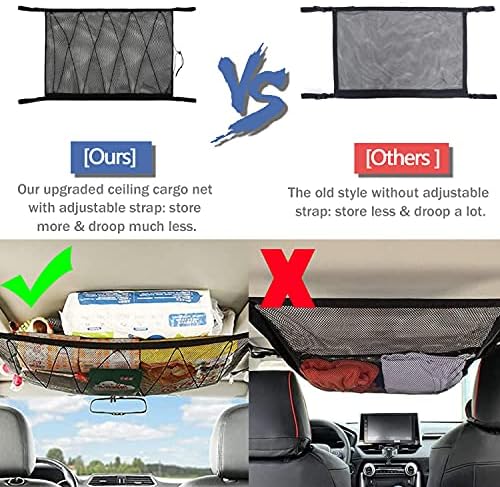 Car Ceiling Storage Net | Double Zipper, Adjustable Strap Prevent Falling - Image 3