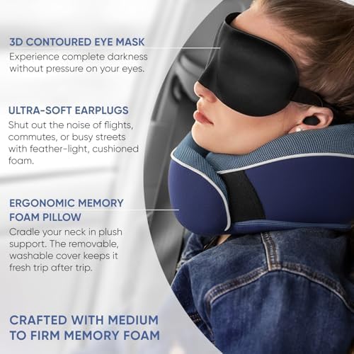 Proglobe Travel Pillow, Orthopedic Memory Foam Airplane Neck Pillow - Image 4