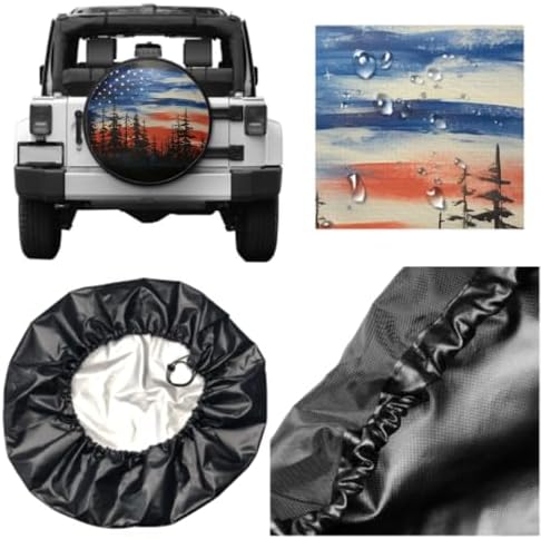 Spare Tire Cover American Flag Waterproof Dust-Proof Universal 14 Inch Wheel - Image 5