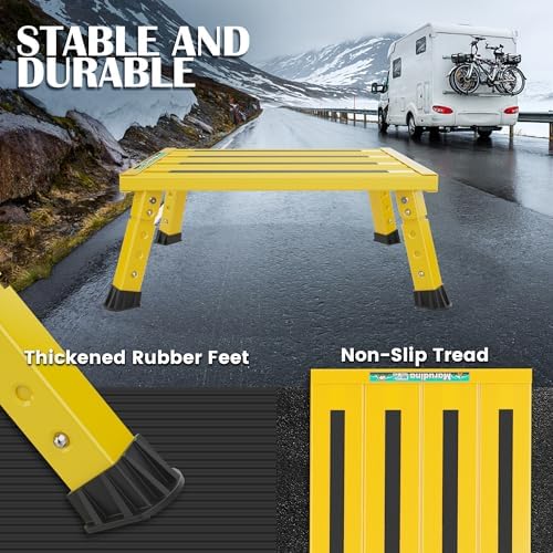 Marudina Large Platform RV Steps, 3-Level Adjustable Height Aluminum Folding - Image 3