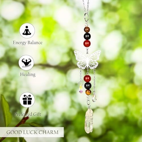 Car Rear View Mirror Butterfly Accessories, Butterfly Car Hanging Ornament - Image 2