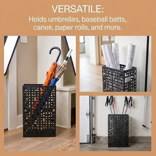 BEWBBAT Umbrella Stand Rack for Entryway, Hollow Metal Holder, FreeStanding - Image 4