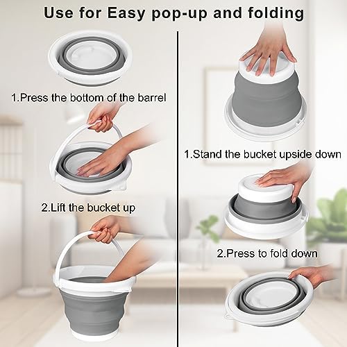 Collapsible Mop Bucket and Ice Bucket-5L Household Cleaning Silicone Dust Mops - Image 3