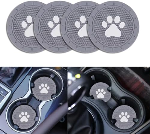 4 Pack Car Cup Holder Coasters, Dog Paw Insert Car Cup Coaster, 2.75 Inch Anti by Unknown