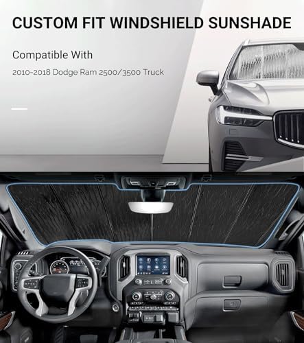Pigenius Windshield Sun Shade for Dodge Ram 2500/3500 2010-2018 Front Window - Image 2