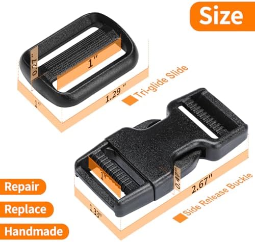 BEYOURD Buckles and Straps Set 1": 6 Yards of Thick Nylon Webbing, 12 Tri-Glide - Image 5