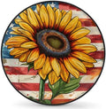 Spare Tire Cover for RV Trailer, American Flag Sunflowers Flower Waterproof Sun by cfpolar