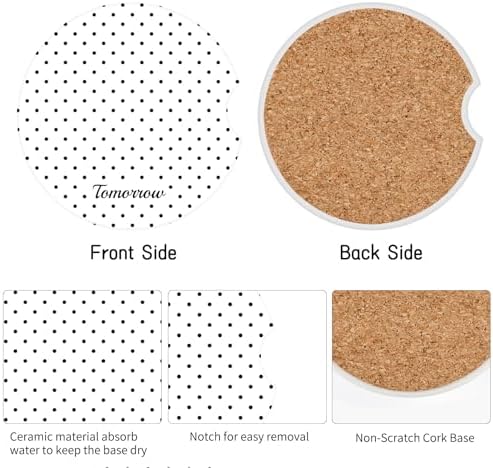 Cute Fashion Polka Dot Car Coasters 2 Pack - Image 3