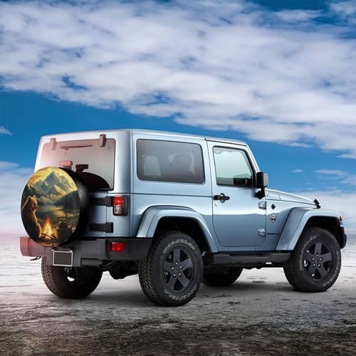 Bear Campfire Moutain Universal Spare Tire Cover, 15 Inch, Cute Waterproof - Image 4
