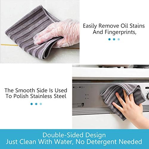 8 Pack Stainless Steel Cleaning Cloth, Double-Sided Microfiber Stainless Steel - Image 2