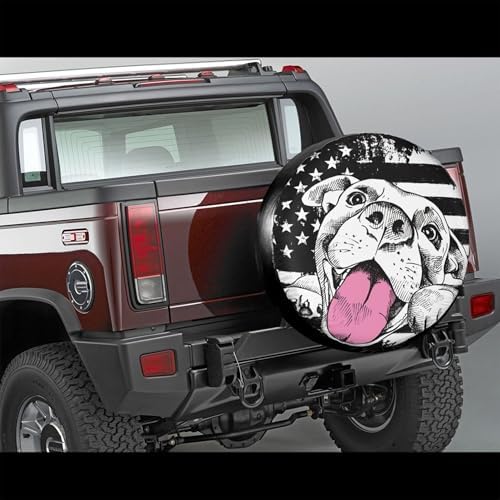 RV Spare Tire Cover American Flag Dog Wheel Covers 17 Inch No Camera Hole - Image 2