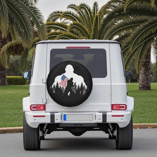 American Flag Spare Tire Cover Bigfoot Hiking Wheel Covers 14 Inch - Image 7