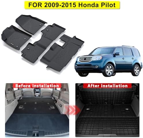 All Weather Floor Mats for Honda Pilot 2009 2010 2011 2012 2013 2014 2015 TPE - Image 2