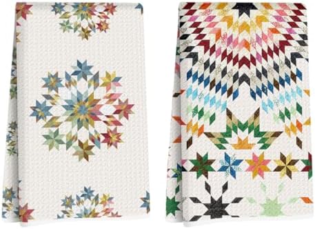 NISTOMISU 2 Pcs Retro Boho Kitchen Towels, Starburst Gifts Starburst Design by NISTOMISU