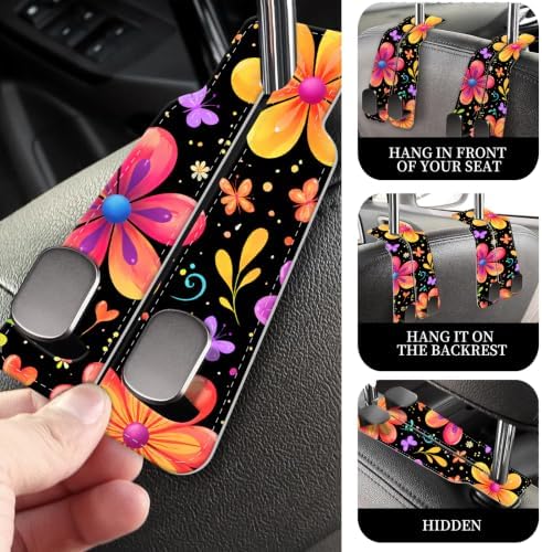 PU Leather Car Seat Hook, Storage Headrest Hanger, Cute Car Backseat Organizer - Image 2
