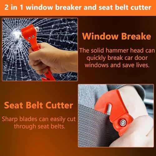 BFXM Car Window Breaker Hammer and Seat Belt Cutter 2-in-1, 10 Packs - Image 3