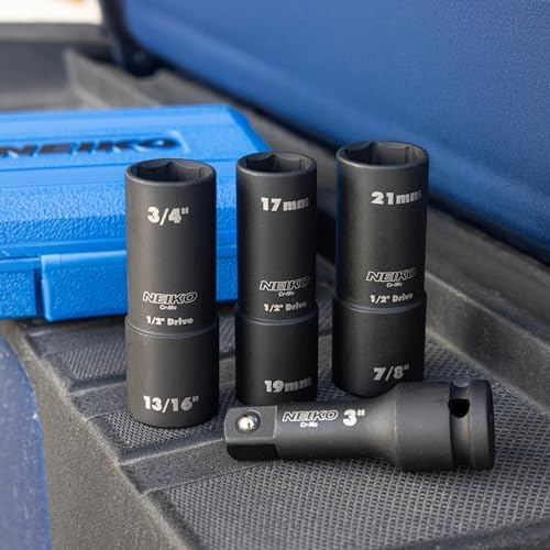 NEIKO 02281B 1/2" Drive Impact Flip Socket Set, Thin Wall Socket, 4 Piece Lug - Image 6