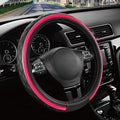 Road Comforts Leather Steering Wheel Cover – Black & Hot Pink, Universal Fit by RoadComforts