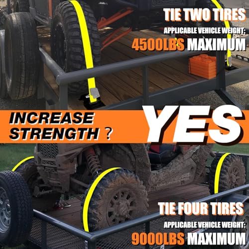 Vehicle Wheel Chock Tie Down kit 4500lb Break Strength-4 Pack 2" x9' E Track - Image 5