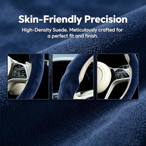 Mandark 15 Inch Car Steering Wheel Cover, Dark Blue - Image 2
