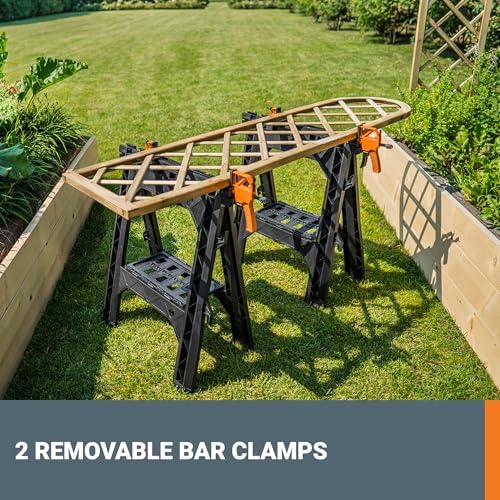 WORX Clamping Sawhorses, 7 Inch Metal Triangle Ruler Included - Image 6
