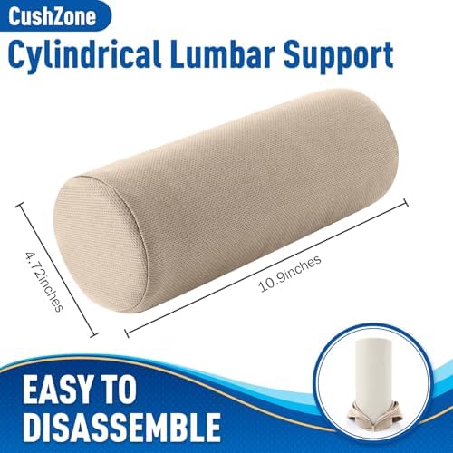 CushZone Lumbar Roll Support Pillow, Memory Foam Back Cushion - Image 2