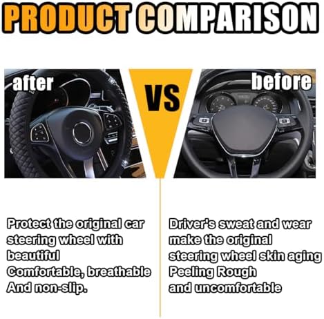 JOYCOURT 15 Inch Bling Soft Leather Car Steering Wheel Cover - Image 3