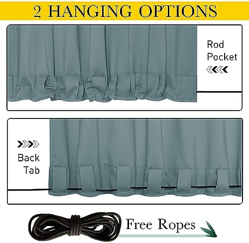 NICETOWN 2 Panels Thermal Outdoor Curtains Windproof W52xL72 Greyish Blue - Image 2