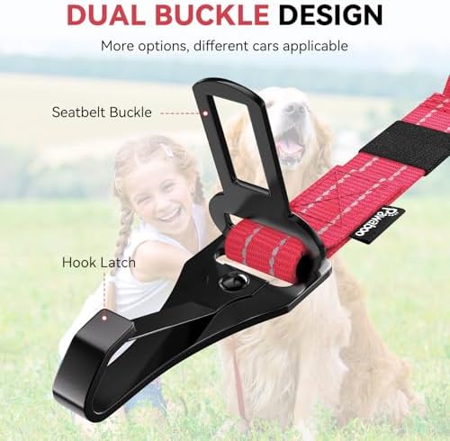 Pawaboo 2Pack Dog Car Seatbelt, 3-in-1 Dog Tether - Image 3