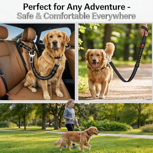 2-Pack Reflective Retractable Pet Seat Belt – Nylon Dog Tether, Adjustable Strap - Image 4
