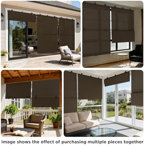 Outdoor Roller Shade 4'W x 6.5'H Cordless Shades Roll Up, Folding Exterior - Image 6