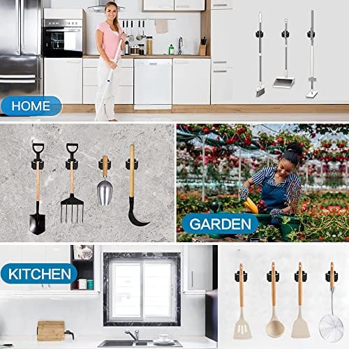 JAMEND CLXP 12PCS Broom and Mop Holder, Heavy Duty Garden Tool Organizer Rack - Image 7
