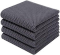 Homaxy 100% Cotton Waffle Weave Kitchen Dish Towels 4-Pack, Dark Grey by Homaxy