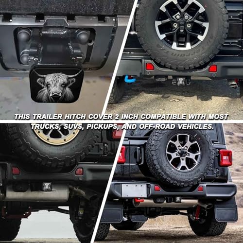 Highland Cow Tow Hitch Covers Heavy Duty Rubber Trailer Hitch Cover 2" Receiver - Image 5