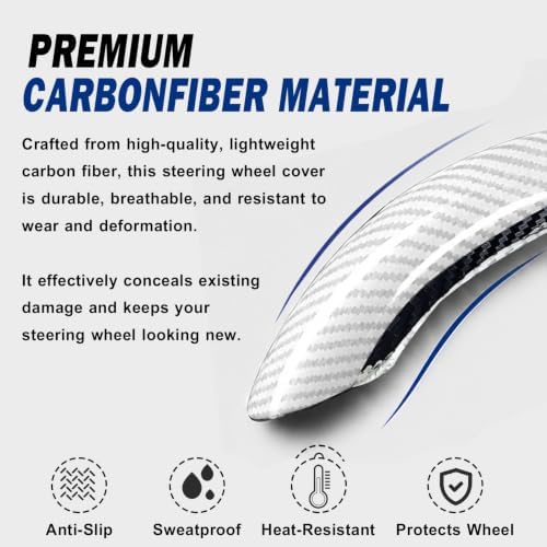 3pcs Universal Carbon Fiber Steering Wheel Cover, Anti-Slip & Segmented Design - Image 4
