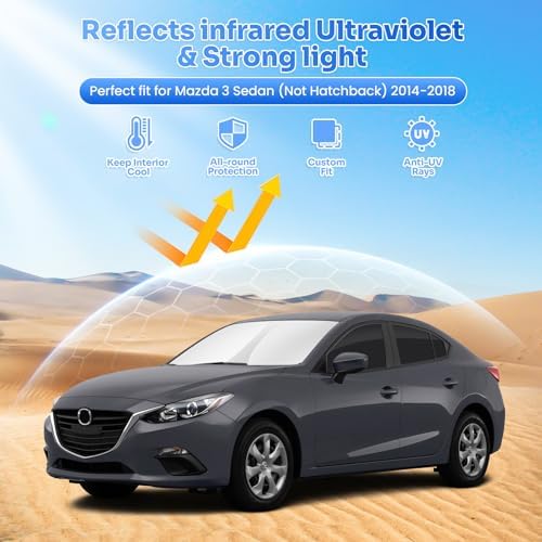 Canvcle Window Shades for 2014-2018 Mazda 3 Mazda3 Sedan Accessories Windshield - Image 2