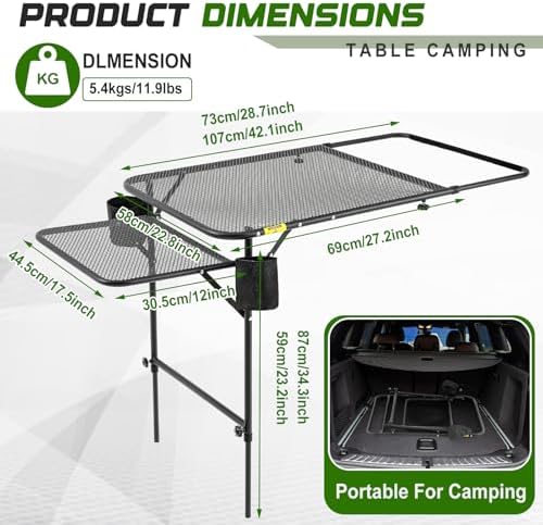 BBTO Camping Tire Mounted Table Portable Foldable Tailgate Table - Image 2