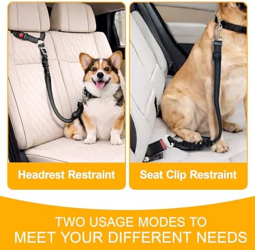 2-Pack Dog Car Seat Belt, 3-in-1 Headrest-Mounted Dog Seatbelt - Image 5