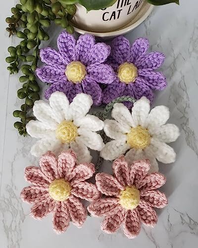 Crochet Daisy Car Accessories for Women Cute Rear View Mirror Hanging Charm - Image 7