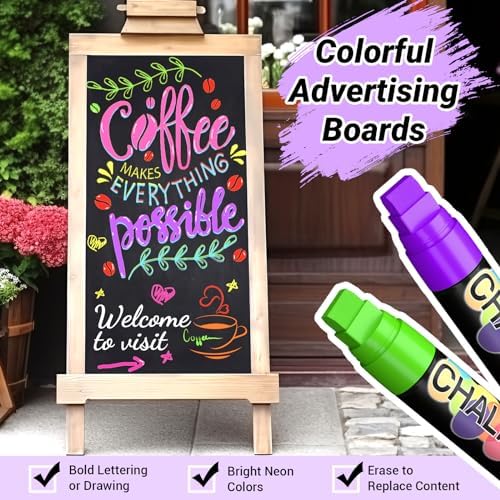 Window Paint Markers for Glass Washable: 8 Pack 15mm Jumbo Liquid Chalk Marker - Image 4